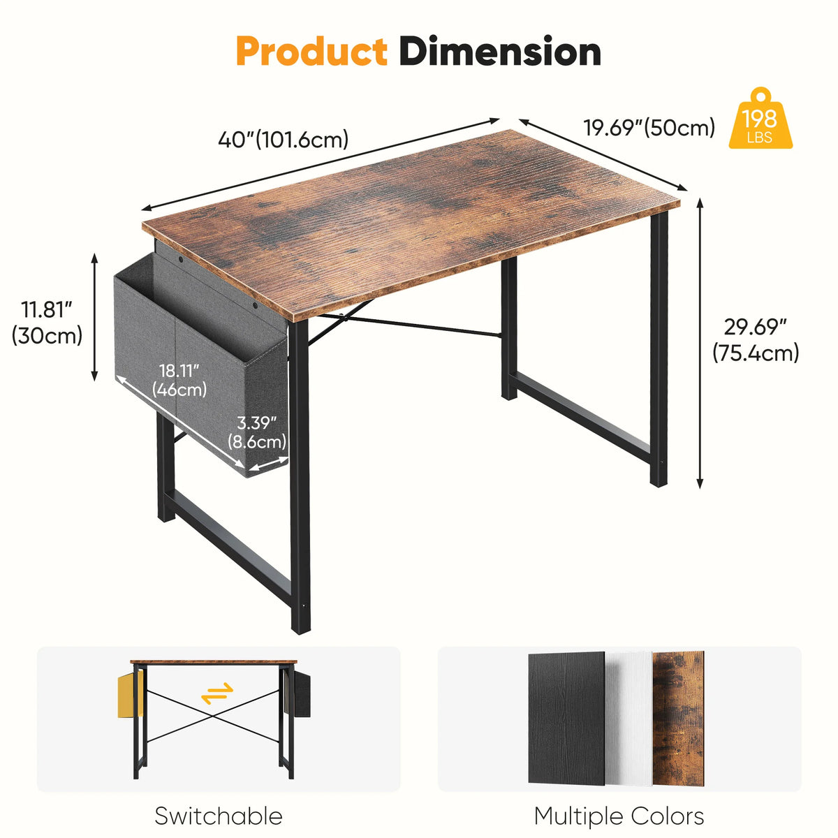 JHK Escritorio de oficina de 31 a 55 pulgadas, mesa de juego con bolsa de almacenamiento, estructura de metal y tablero de madera, fácil montaje