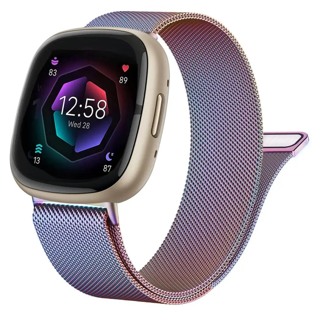 Correa de lazo milanesa para Fitbit Versa 4 3 Band Sense/Lite Correa magnética para reloj de acero inoxidable Pulsera de metal Correa para Fitbit Versa 2
