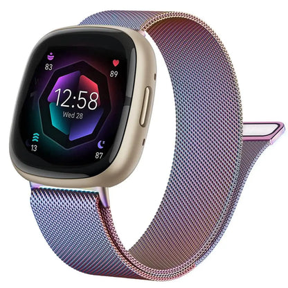 Correa de lazo milanesa para Fitbit Versa 4 3 Band Sense/Lite Correa magnética para reloj de acero inoxidable Pulsera de metal Correa para Fitbit Versa 2