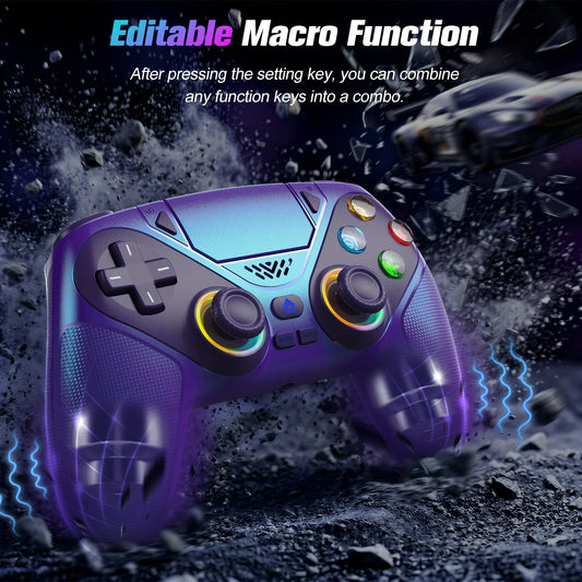 For Playstation 5 Controller RGB Wireless Gaming Controller Bluetooth Gamepad Controller PS5 With Macro/Turbo Dual Sense Vibrati