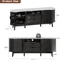 Mueble de TV acanalado de 70 pulgadas para televisores de hasta 80", consola moderna de mediados de siglo en forma de frijol con USB/toma de corriente, luces LED y almacenamiento - para sala de estar, dormitorio (negro/nogal)