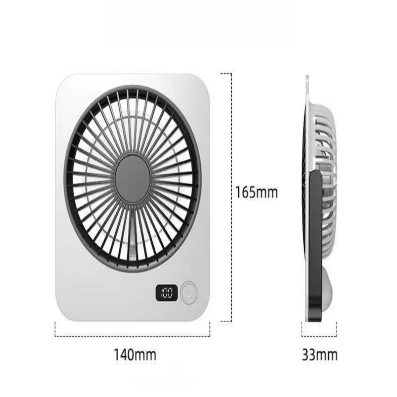 1 ud. Mini ventilador de escritorio recargable por USB, indicador de batería, ventilador personal ultrasilencioso de 5 velocidades, ventilador portátil con asa plegable, adecuado para oficina, hogar, dormitorio, viajes y acampada