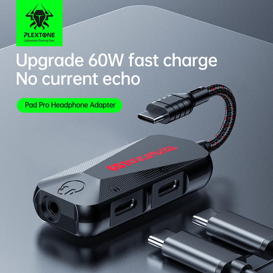 GS1 3-in-1 Hi-Res Mobile Gaming Sound Card Type C PD QC 60W Fast Charging Adapter Type-C to 3.5mm Mobile Game Sound Card Adapter