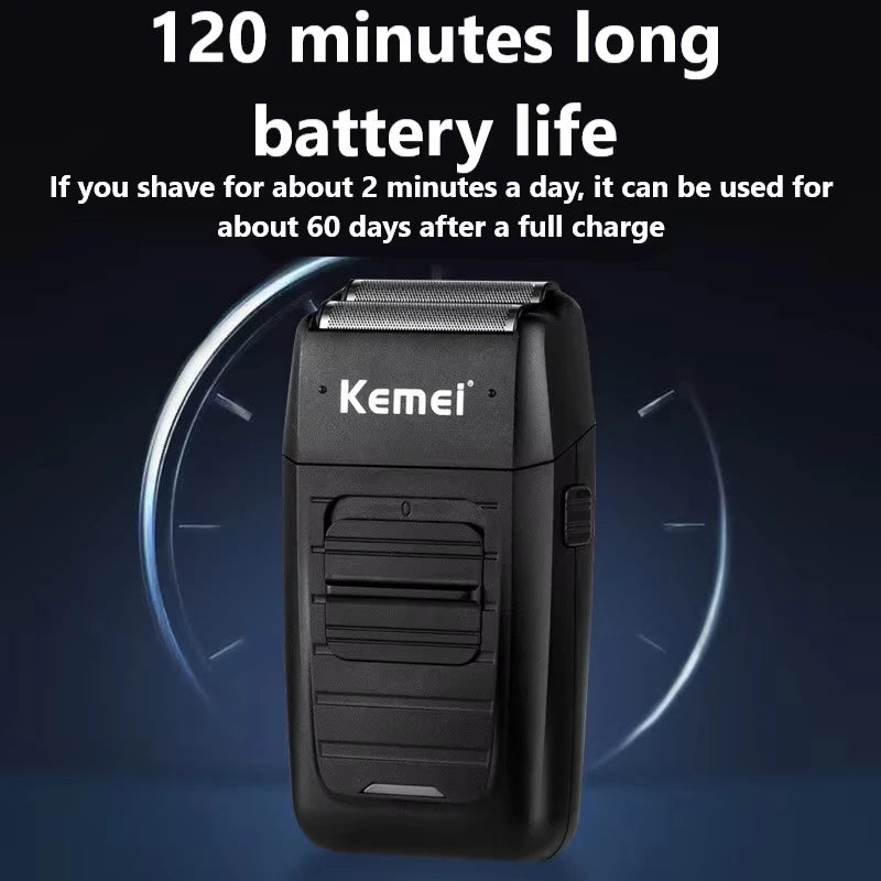 Kemei Set de Corte de Cabello Negro de Tres Piezas KM-2296 2299 1102 con Base de Carga, Cortadora de Cabello Eléctrica, Recortadora de Contornos, Afeitadora de Aclarado, Kit Profesional de Herramientas para Corte de Cabello Completo Recargable por USB