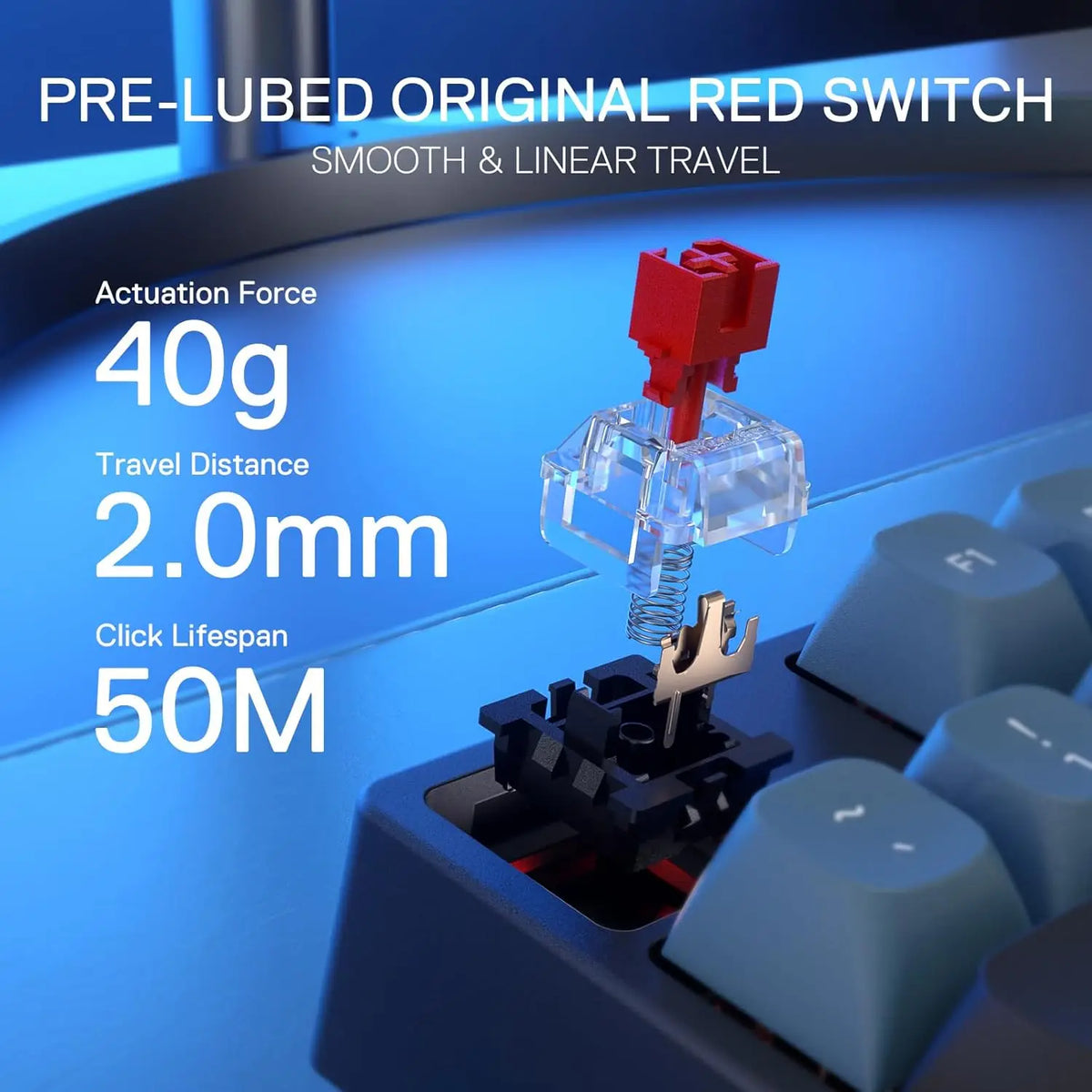Teclado mecánico con cable Redragon K582 SE RGB de 104 teclas, retroiluminación RGB dinámica de 16,8 millones de colores, interruptores rojos