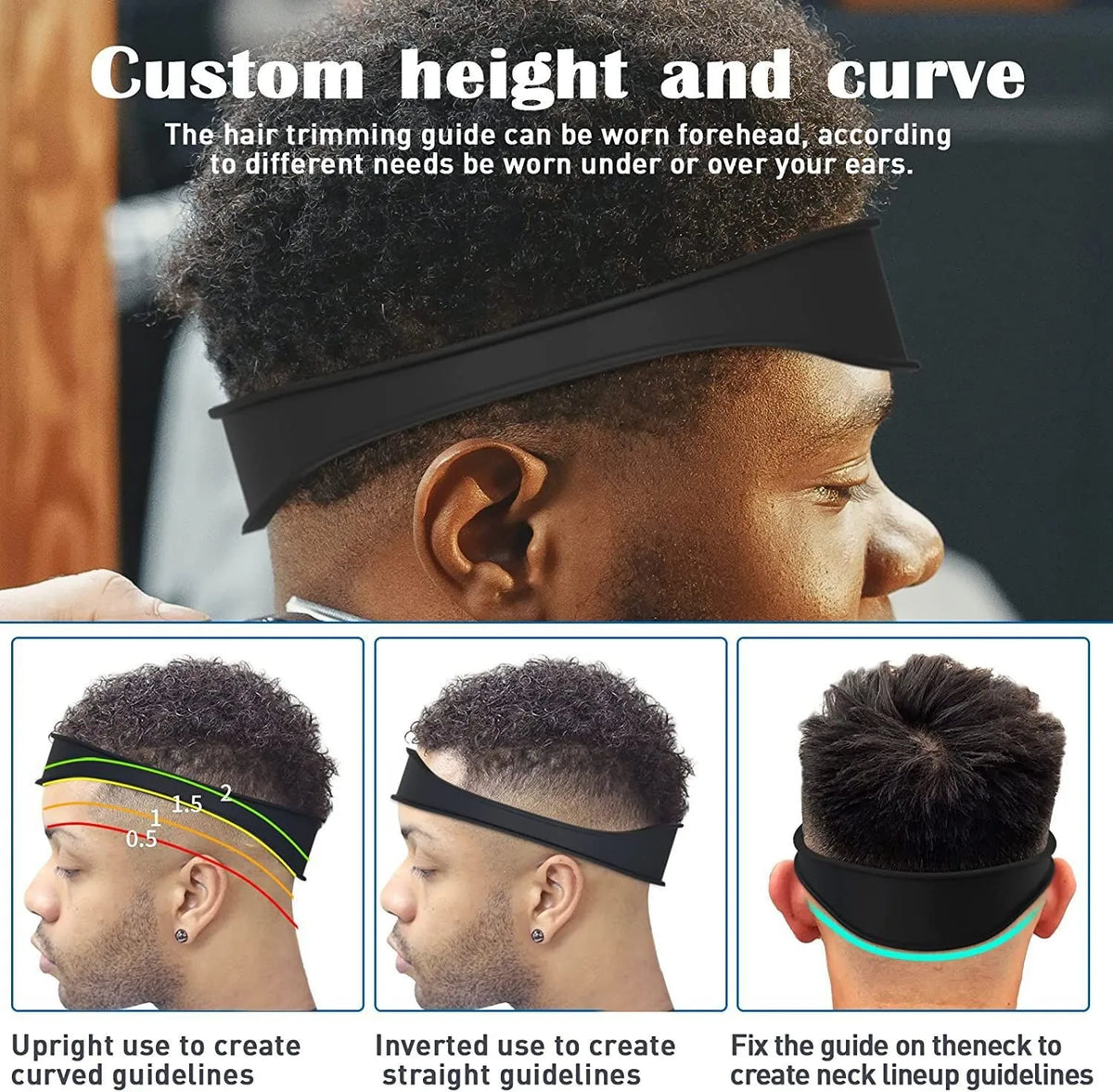 Plantilla de silicona curva para el contorno del cuello y guía de corte de cabello para peinados caseros, herramienta de perfilado y corte de cabello