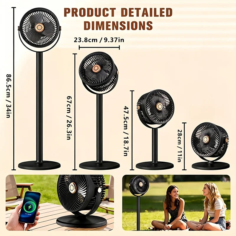 Ventilador moderno 2 en 1 de circulación de aire para suelo y escritorio con potente flujo de aire de 5 velocidades, ventilador de pie portátil USB, adecuado para el hogar, el dormitorio y la oficina