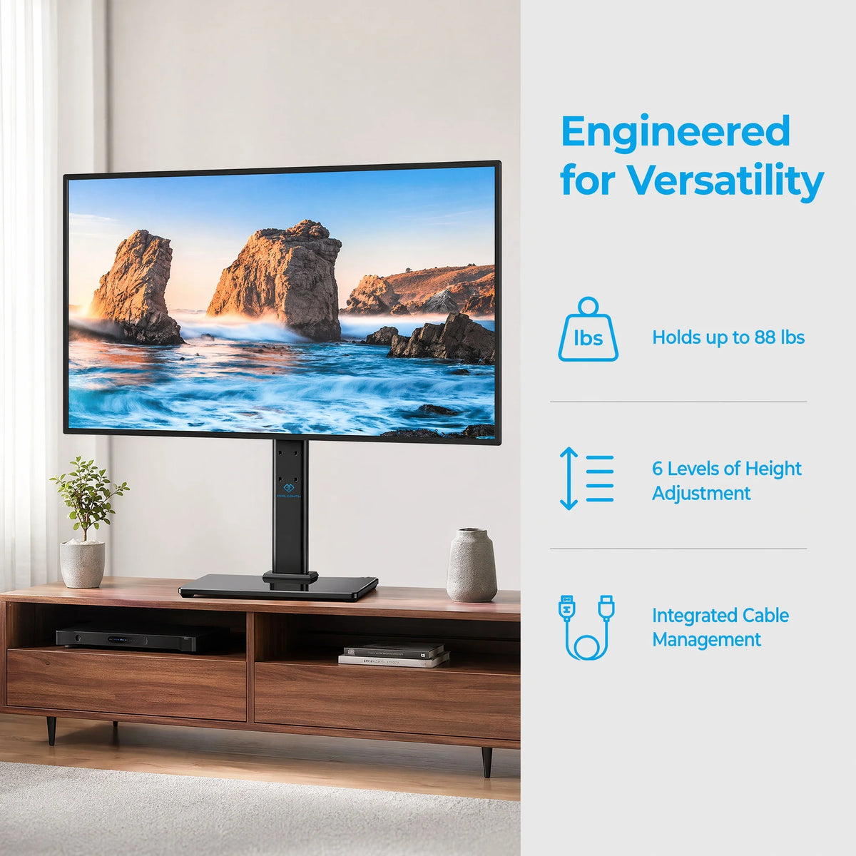 Universal Swivel TV Stand Legs for 32-65 inch TVs, Height Adjustable Tabletop Mount Holds up to 88lbs, Table Television Stands for Livingroom & Bedroom, Universal VESA 400x400mm