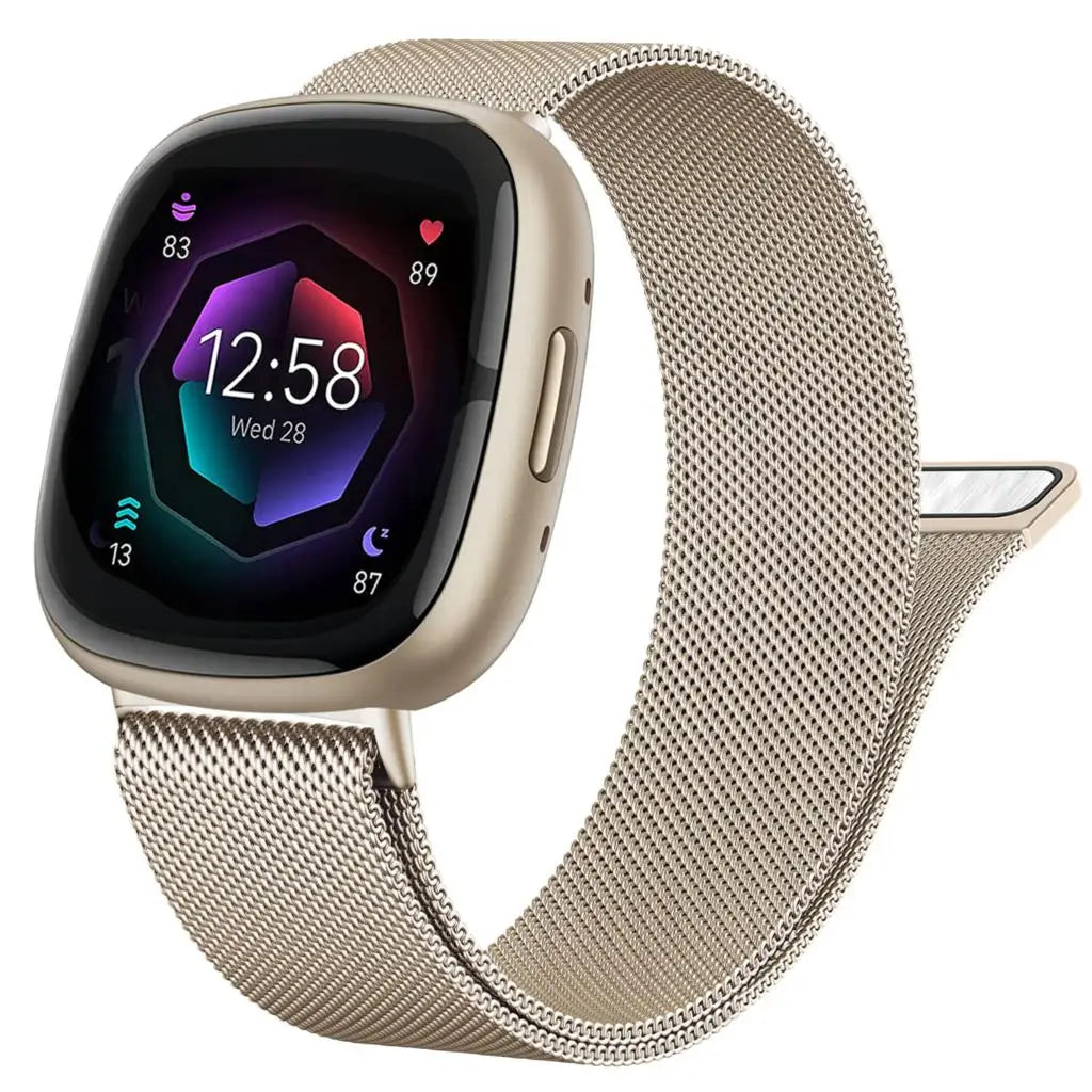 Correa de lazo milanesa para Fitbit Versa 4 3 Band Sense/Lite Correa magnética para reloj de acero inoxidable Pulsera de metal Correa para Fitbit Versa 2