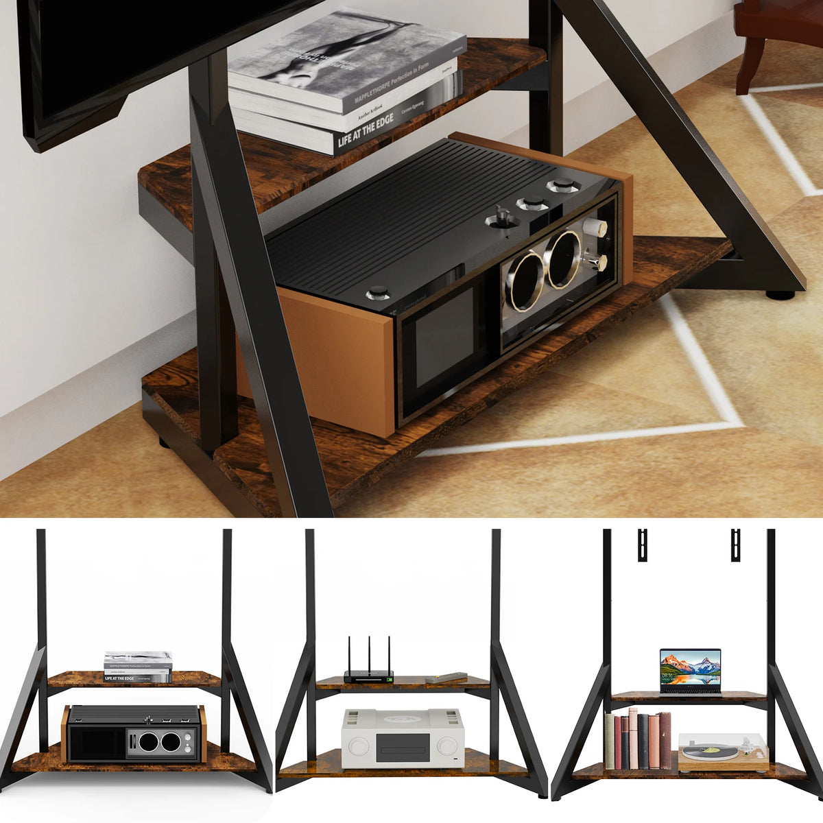 Adjustable Height Rolling TV Floor Stand Industrial Television TV Mount Bracket for 40-75 Inches Max Load 80KG