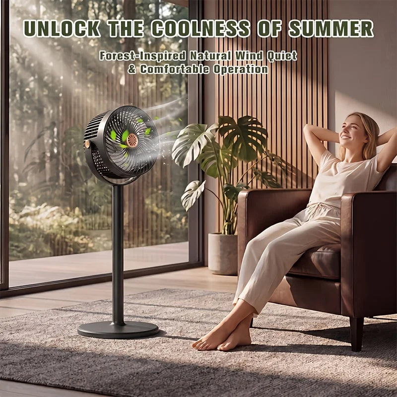 Ventilador moderno 2 en 1 de circulación de aire para suelo y escritorio con potente flujo de aire de 5 velocidades, ventilador de pie portátil USB, adecuado para el hogar, el dormitorio y la oficina