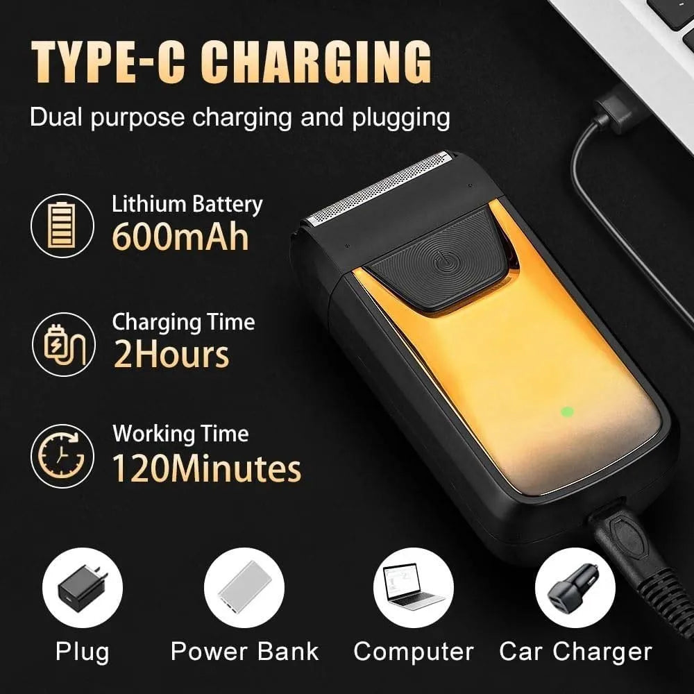 Afeitadora eléctrica recargable por USB para hombre, cortapelos inalámbrico, máquina de afeitar profesional y recortadora de pelo para hombre