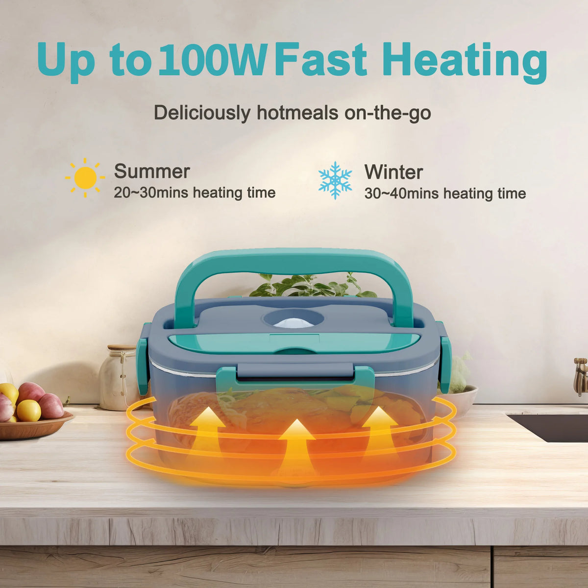 100W Electric Heating Lunch Box 1.5L, 304 Stainless Steel Portable Food Warmer Heater with Insulated Carry Bag, Spoon & Fork, Dual Use for Car 12V / Home 110V Office Travel Meal Container