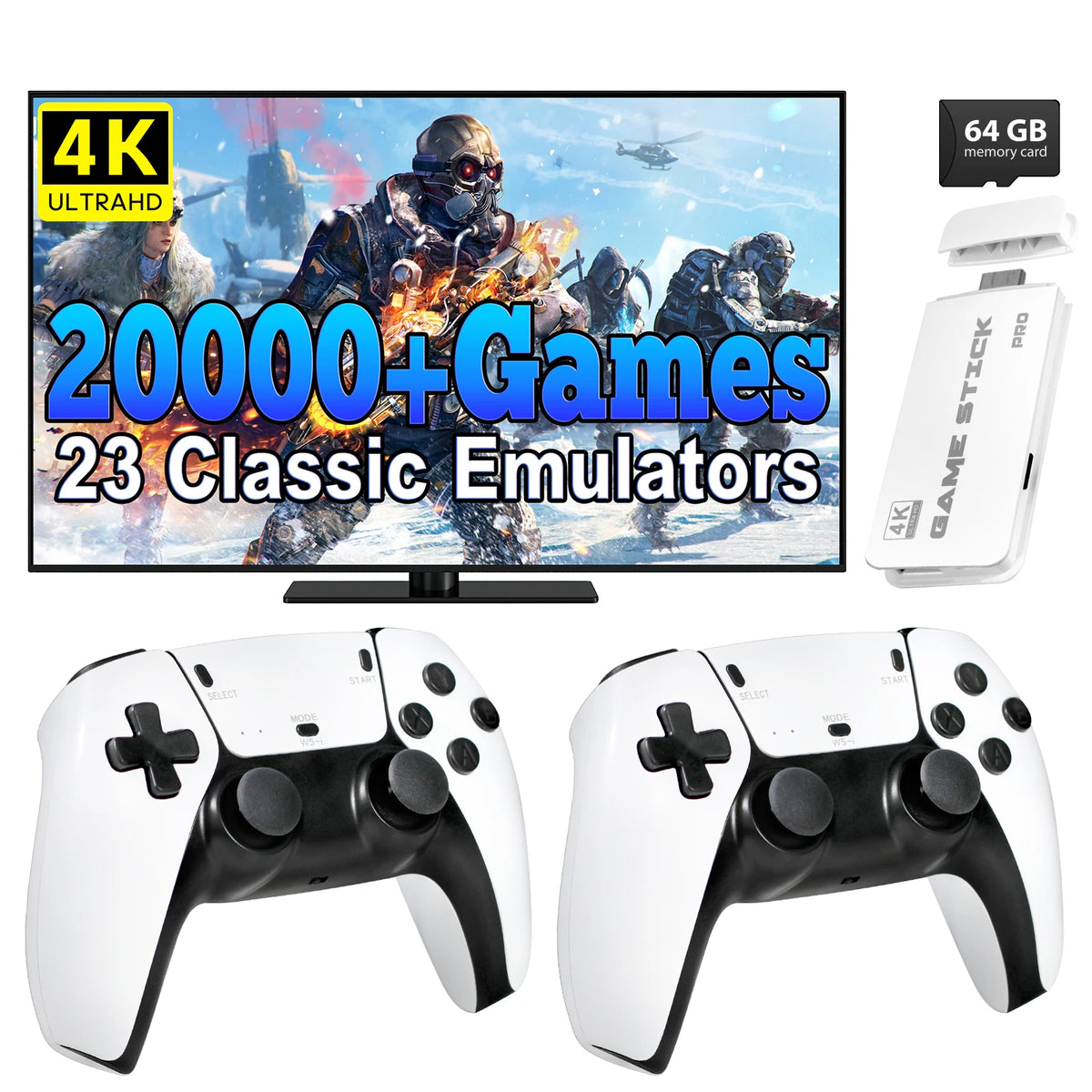 Consola portátil retro M15 4K TV Stick, mando inalámbrico dual 2.4G, más de 20000 juegos clásicos y 23 emuladores clásicos