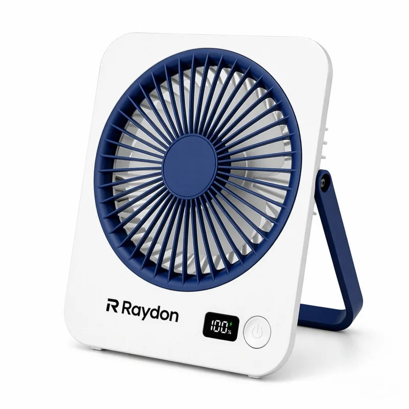 1 ud. Mini ventilador de escritorio recargable por USB, indicador de batería, ventilador personal ultrasilencioso de 5 velocidades, ventilador portátil con asa plegable, adecuado para oficina, hogar, dormitorio, viajes y acampada
