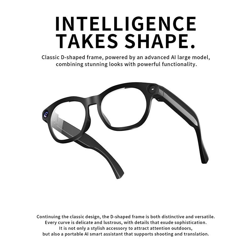 Gafas inteligentes 2026 con cámara de 800 W, audio y vídeo 1080P, traducción en línea, llamadas, asistente de voz y preguntas y respuestas inteligentes, batería de 290 mAh