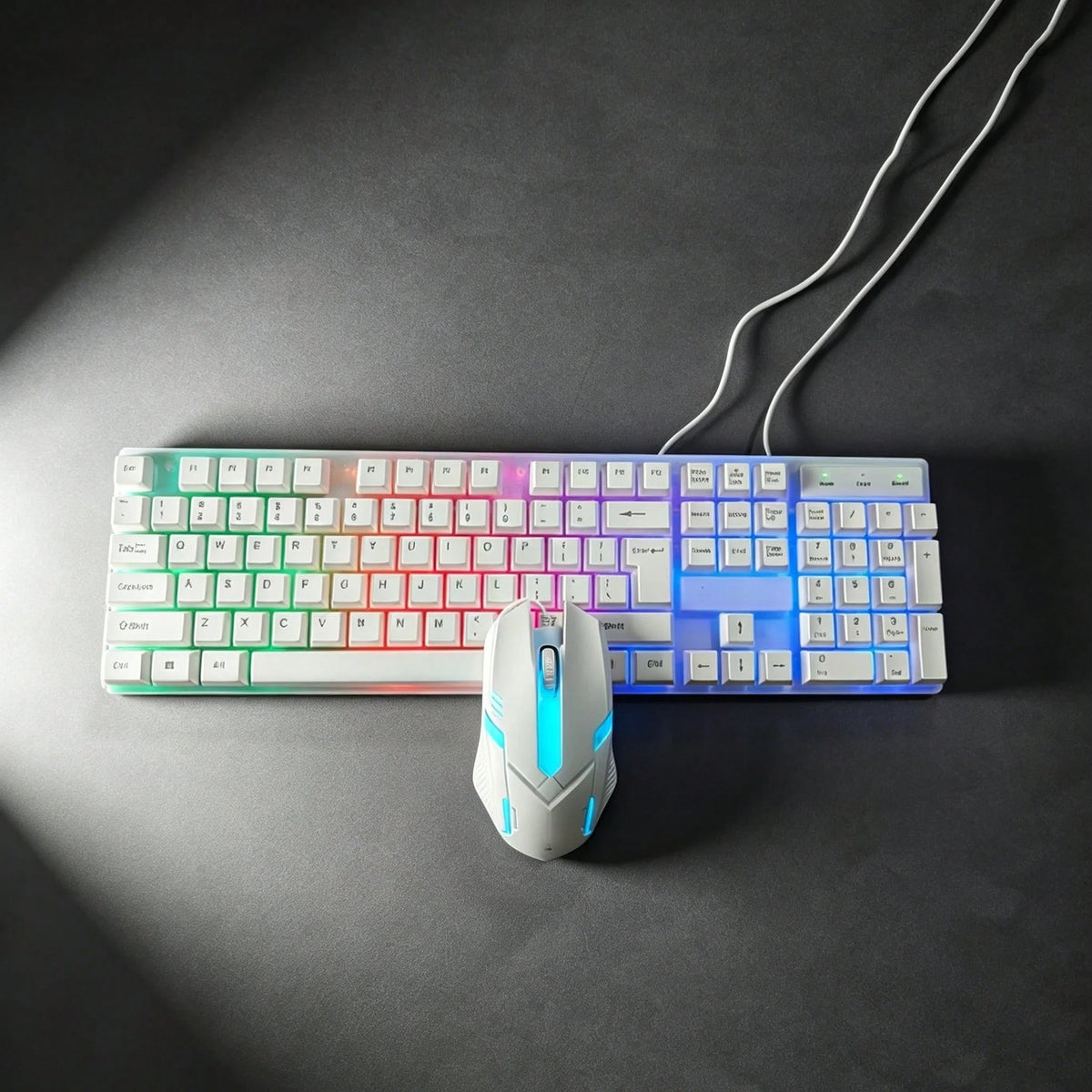 Combo de teclado retroiluminado USB y ratón con cable, kit de teclado mecánico ergonómico y ratón para gaming, accesorios de ordenador plug and play para PC, sobremesa, portátil, hogar y oficina
