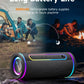 MLOVE E80 Portable Bluetooth Speaker – Powerful Dual Sound, Colorful RGB Lighting, Fully Waterproof (IPX7), TWS Enabled