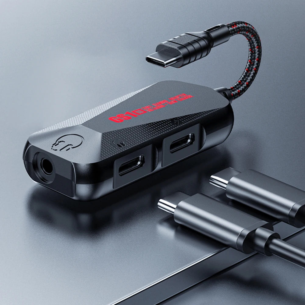 Adaptador de sonido para juegos móviles GS1 3 en 1 Hi-Res, Tipo C PD QC, Carga rápida de 60 W, Adaptador de Tipo C a 3,5 mm