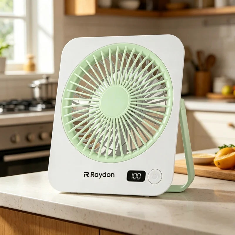 1 ud. Mini ventilador de escritorio recargable por USB, indicador de batería, ventilador personal ultrasilencioso de 5 velocidades, ventilador portátil con asa plegable, adecuado para oficina, hogar, dormitorio, viajes y acampada