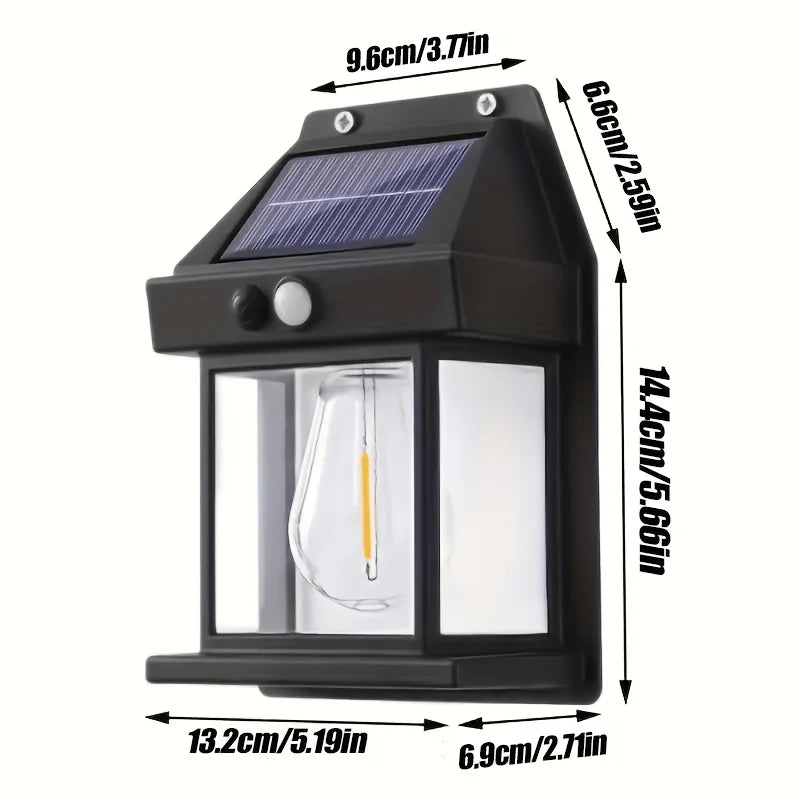 4 Pack Of Outdoor Solar Lamp, Outdoor Wall Lamp, IP44 Waterproof And Human Body Induction, Three Lighting Modes, Automatic On/off From Day To Night, Suitable For Courtyard, Garden, Terrace, Fence And Exterior Wall, Festival C
