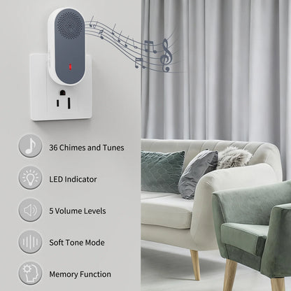 PGST Wireless Doorbell Door Bell Music Melody Remind Smart Home Security Alarm 1000FT 433MHz US Plug 1Doorbell and 2Remote