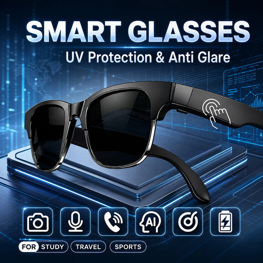 Gafas inteligentes con llamadas manos libres, registro de chats con IA, reproducción de música, gafas de sol Bluetooth para hombre, control táctil, selfies y protección antirreflejo