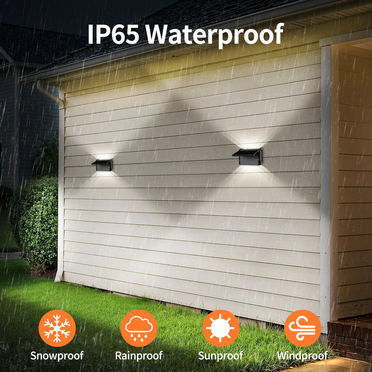 intelamp Paquete de 2 luces solares de pared con control remoto, 3 modos de color, IP65 | Iluminación superior/inferior personalizable, lámpara solar impermeable IP65 para paredes exteriores, cercas, patios y entradas
