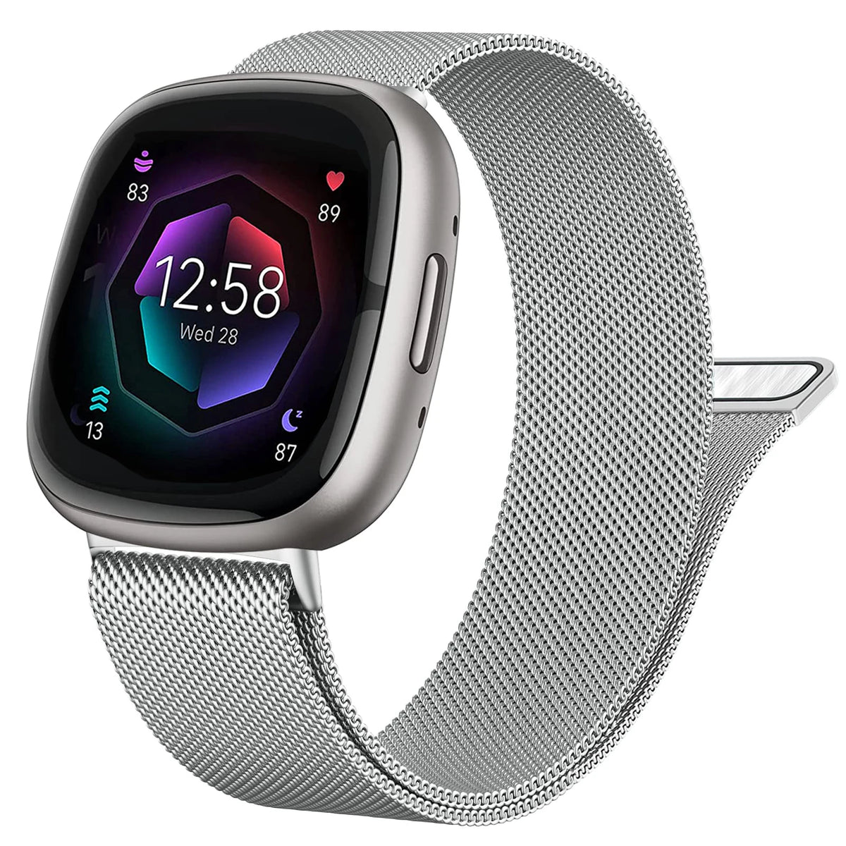 Correa de lazo milanesa para Fitbit Versa 4 3 Band Sense/Lite Correa magnética para reloj de acero inoxidable Pulsera de metal Correa para Fitbit Versa 2