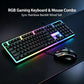 Combo de teclado retroiluminado USB y ratón con cable, kit de teclado mecánico ergonómico y ratón para gaming, accesorios de ordenador plug and play para PC, sobremesa, portátil, hogar y oficina