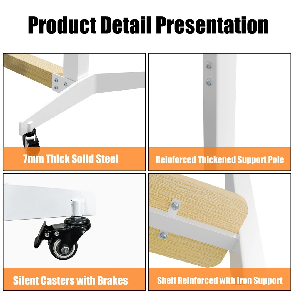 Unho Wheeled Movable TV Stroller, Suitable for 40/55/65/75/85/86/95/98/100-Inch TV｜Load-Bearing up to 220 Pounds, Maximum VESA 800×600mm, Thickened and Stable Base, Height Adjustable Heavy-Duty Floor-to-Ceiling TV Stand
