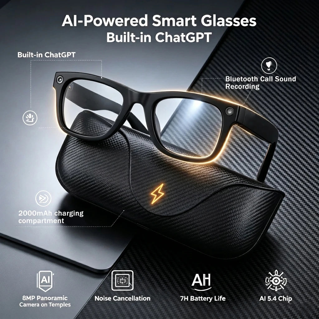 Nuevas gafas inteligentes con IA MT5 Ultra, con traducción en tiempo real, cámara de 800 píxeles para fotos y vídeo, dispositivo inteligente ponible