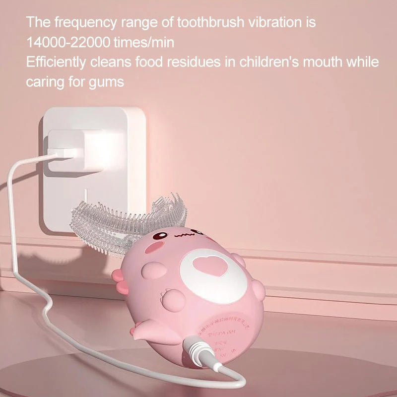 Children Electric Toothbrush Kids U-shaped 360 Degrees Silica Gel USB Charging Ultrasonic Toothbrush Kids Smart Toothbrush