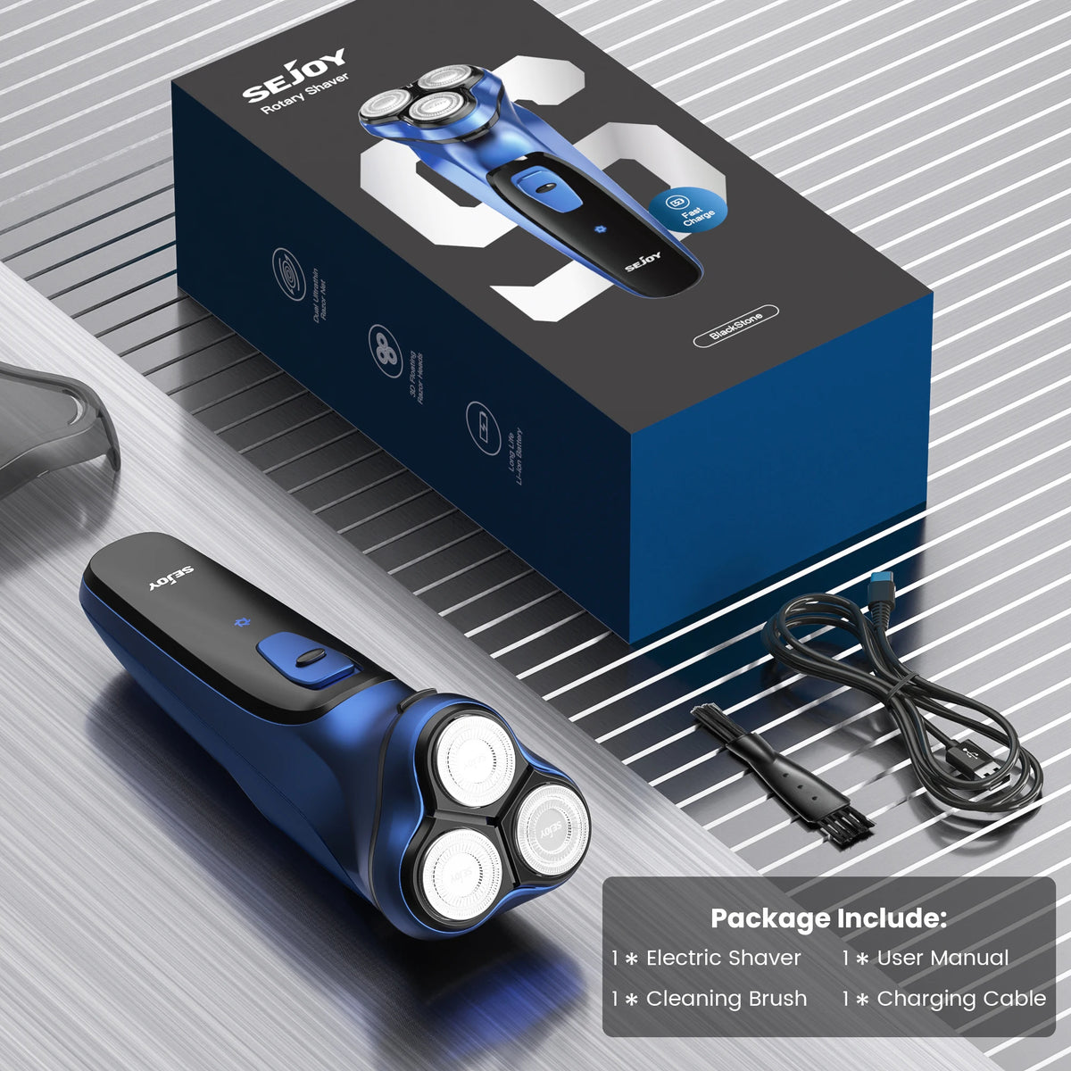 Maquinilla de afeitar eléctrica flotante 3D Sejoy para hombre, recargable, con recortadores de pelo eléctricos