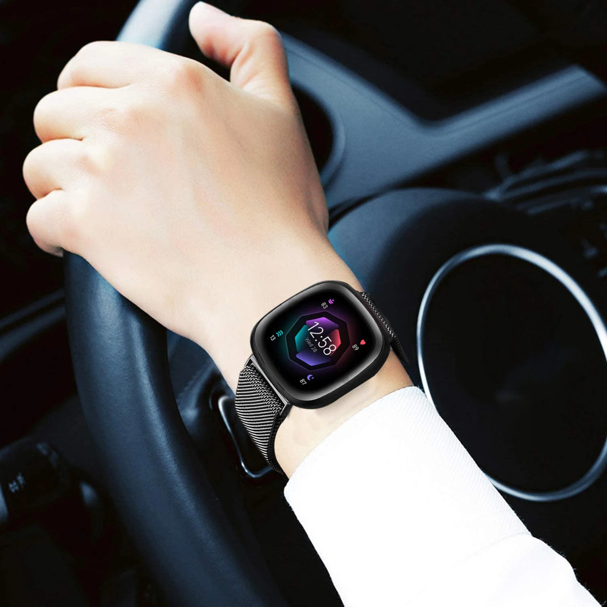 Correa de lazo milanesa para Fitbit Versa 4 3 Band Sense/Lite Correa magnética para reloj de acero inoxidable Pulsera de metal Correa para Fitbit Versa 2