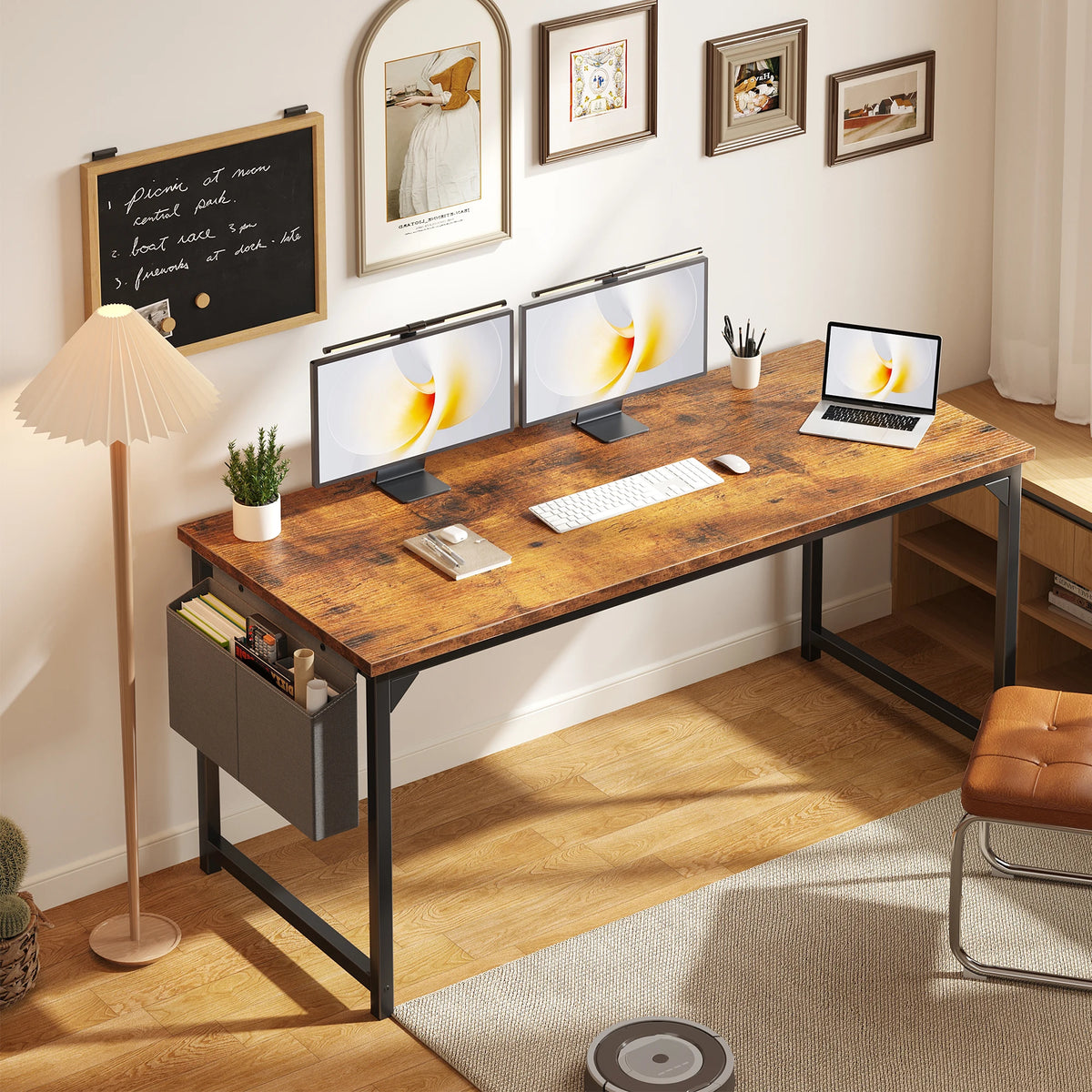 JHK Escritorio de oficina de 31 a 55 pulgadas, mesa de juego con bolsa de almacenamiento, estructura de metal y tablero de madera, fácil montaje