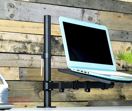 Soporte universal para portátil M051LP de 400 mm, con ajuste de altura de 10" a 17", bandeja giratoria para portátil, soporte de escritorio para monitor con brazo largo y movimiento completo