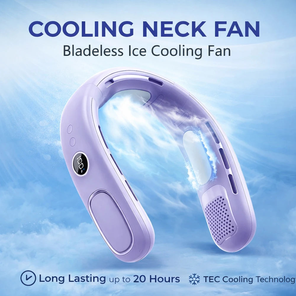 Ventilador de cuello N90 con refrigeración por semiconductor, 5 velocidades, sin aspas, portátil y recargable por USB, para exteriores, viajes y camping