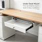 Cajón deslizante con cerradura y soporte para computadora, para colocar debajo del escritorio, organizador de almacenamiento de montaje inferior para escritorios, 18x14x6.9 pulg., blanco