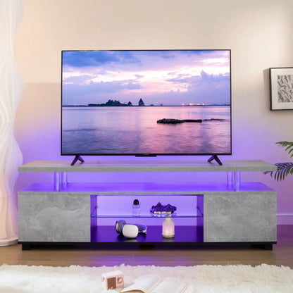 Centro de entretenimiento para TV Cubehom, soporte LED para TV, centro de juegos para TV de 50 pulgadas, soporte de TV moderno con almacenamiento, consola de TV para Ga