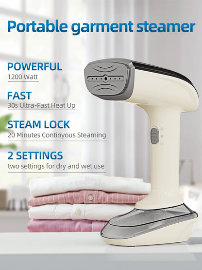 Handheld Garment Steam Iron 1200W Portable Electric Iron, Quick Heating in 30 Seconds, Dual-Use for Dry and Wet Ironing, 20 Minutes Continuous Steam, 300ml Water Tank, Comes with 3 Accessories, Suitable for Home and Travel Us