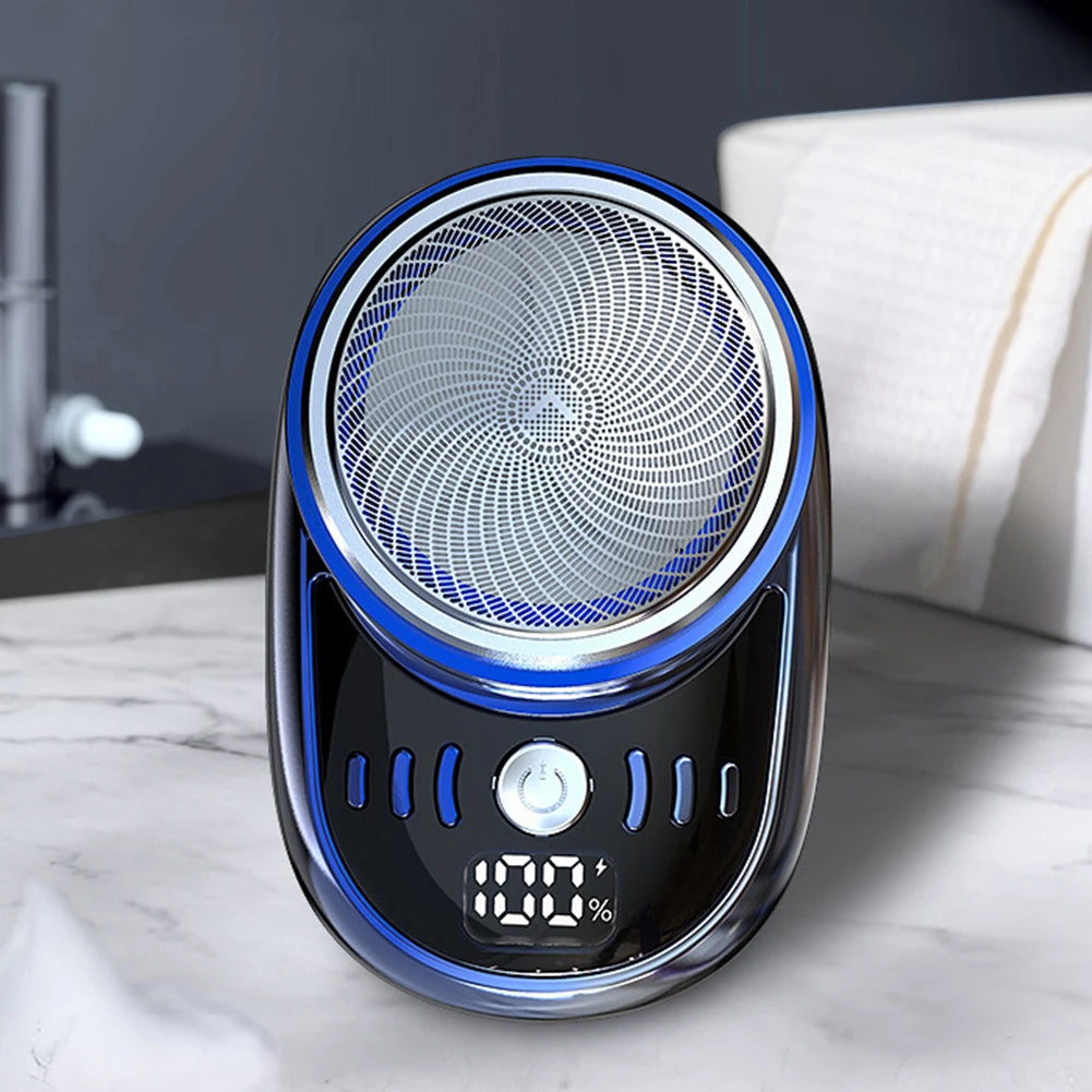 Mini afeitadora de viaje eléctrica para hombres, carga USB, recortador de barba facial con pantalla digital, afeitadora recargable, maquinilla de afeitar lavable para coche y hogar