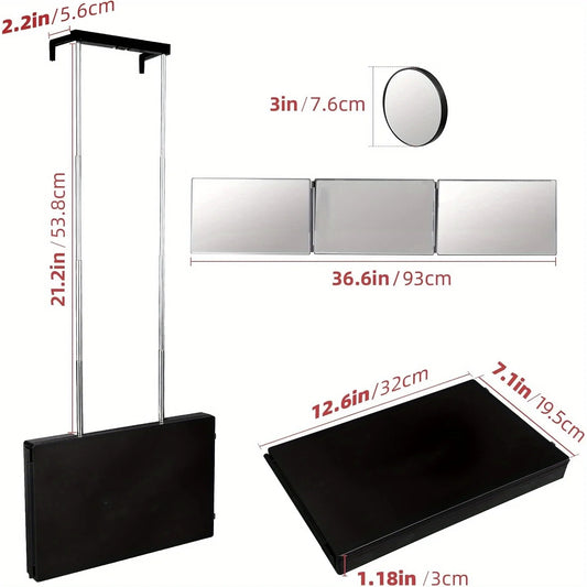 3 Way Mirror for Self Hair Cutting, The 360 Mirror for Shaving, Grooming, Hair Styling, Dye Hair, Makeup, Braiding