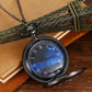 Reloj de bolsillo antiguo de bronce hueco con esfera azul cielo estrellada y cuarzo, reloj de pulsera vintage con números romanos