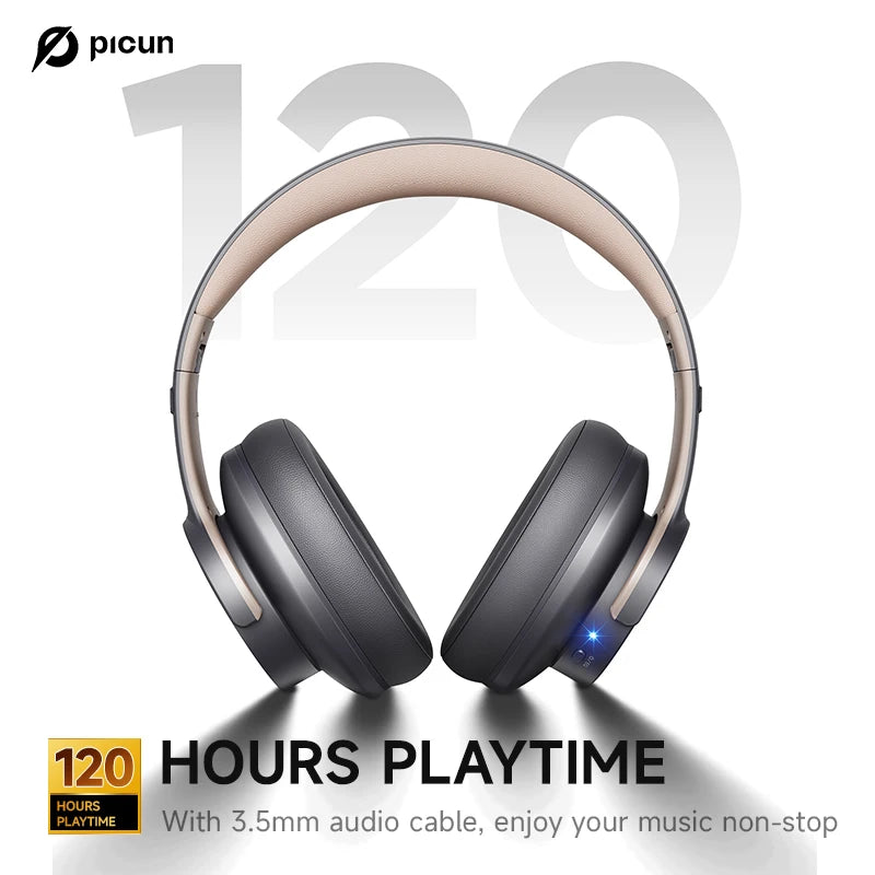 Auriculares Bluetooth Picun B8, 120 horas de reproducción, auriculares inalámbricos Bluetooth, 3 modos de ecualización, baja latencia, llamadas manos libres, auriculares circumaurales