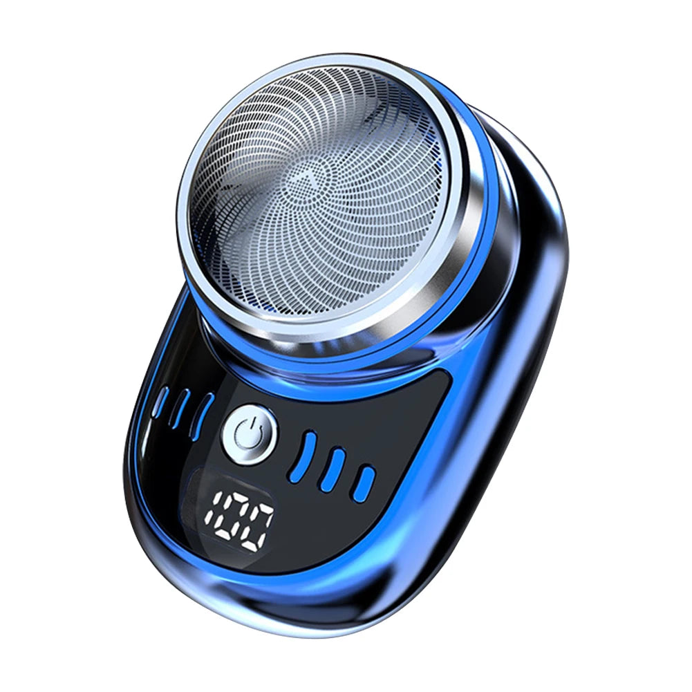 Mini afeitadora de viaje eléctrica para hombres, carga USB, recortador de barba facial con pantalla digital, afeitadora recargable, maquinilla de afeitar lavable para coche y hogar