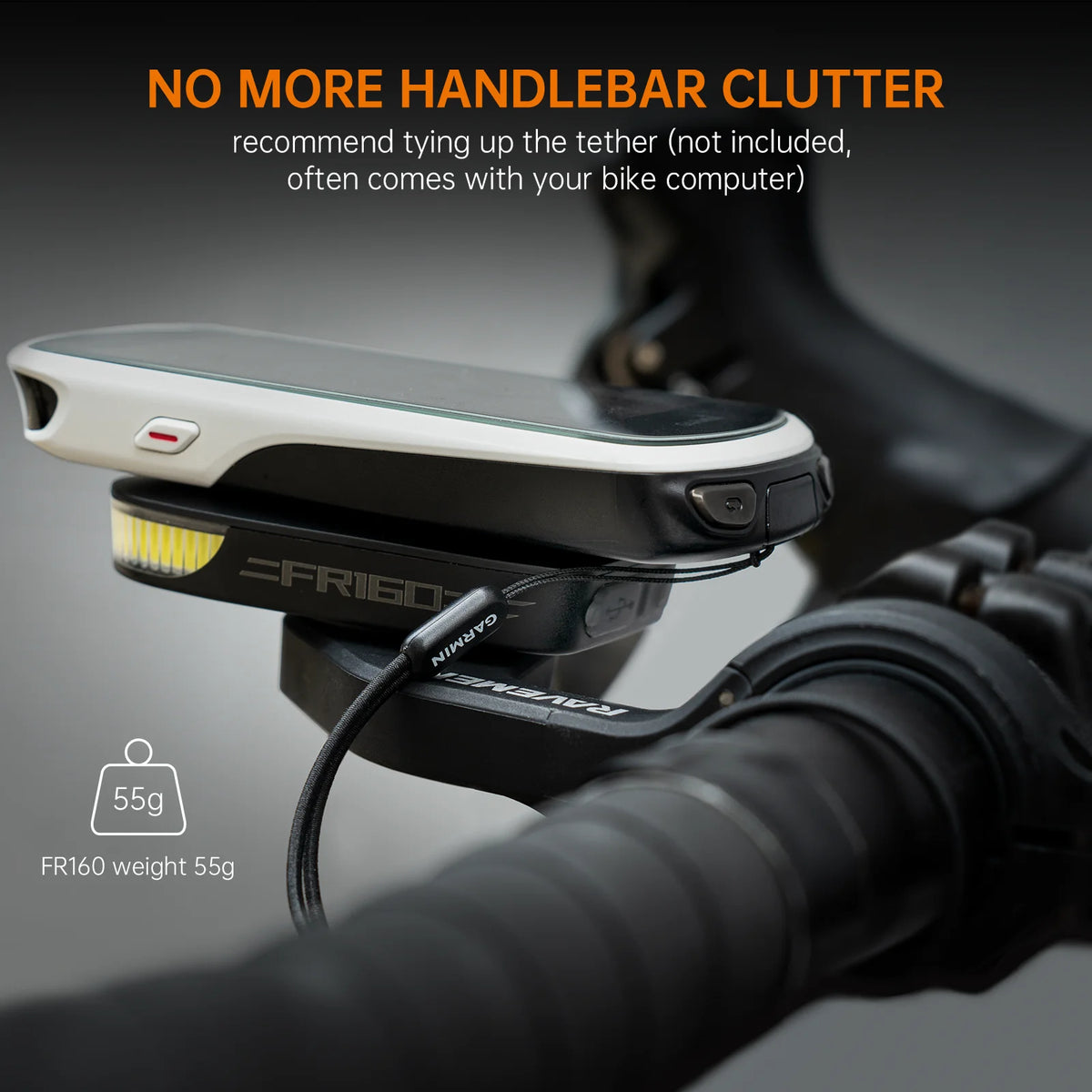 RAVEMEN FR160 Luz Delantera Para Bicicleta Para Ciclocomputadores Garmin XOSS IGPSPORT Magene Recargable USB-C Luz Delantera LED COB De Seguridad De Advertencia Diurna Impermeable IPX6 Visibilidad Lateral 6 Modos Compacta Ligera 55g