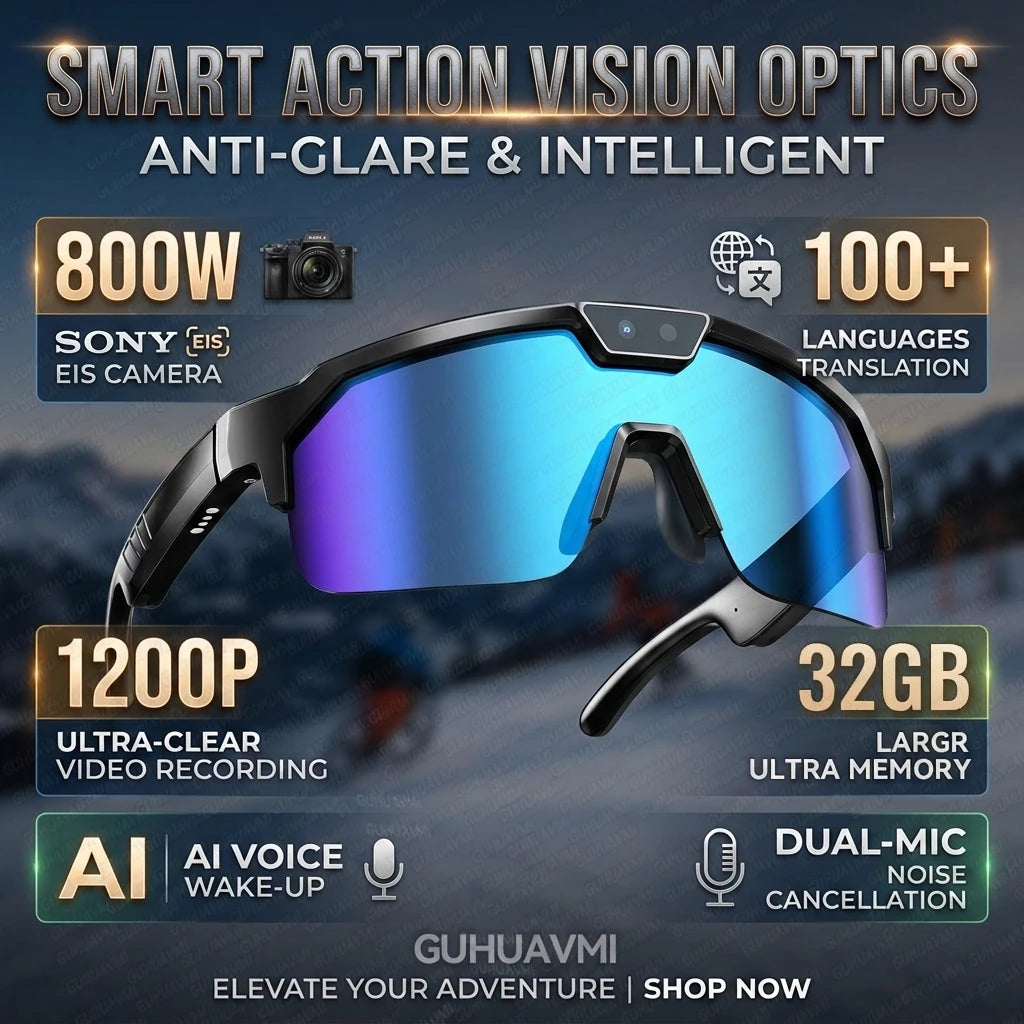 Gafas inteligentes deportivas con cámara 4K HD antivibración, altavoces estéreo 3D, lentes polarizadas UV400, Bluetooth e IA para grabar vídeos en primera persona al aire libre
