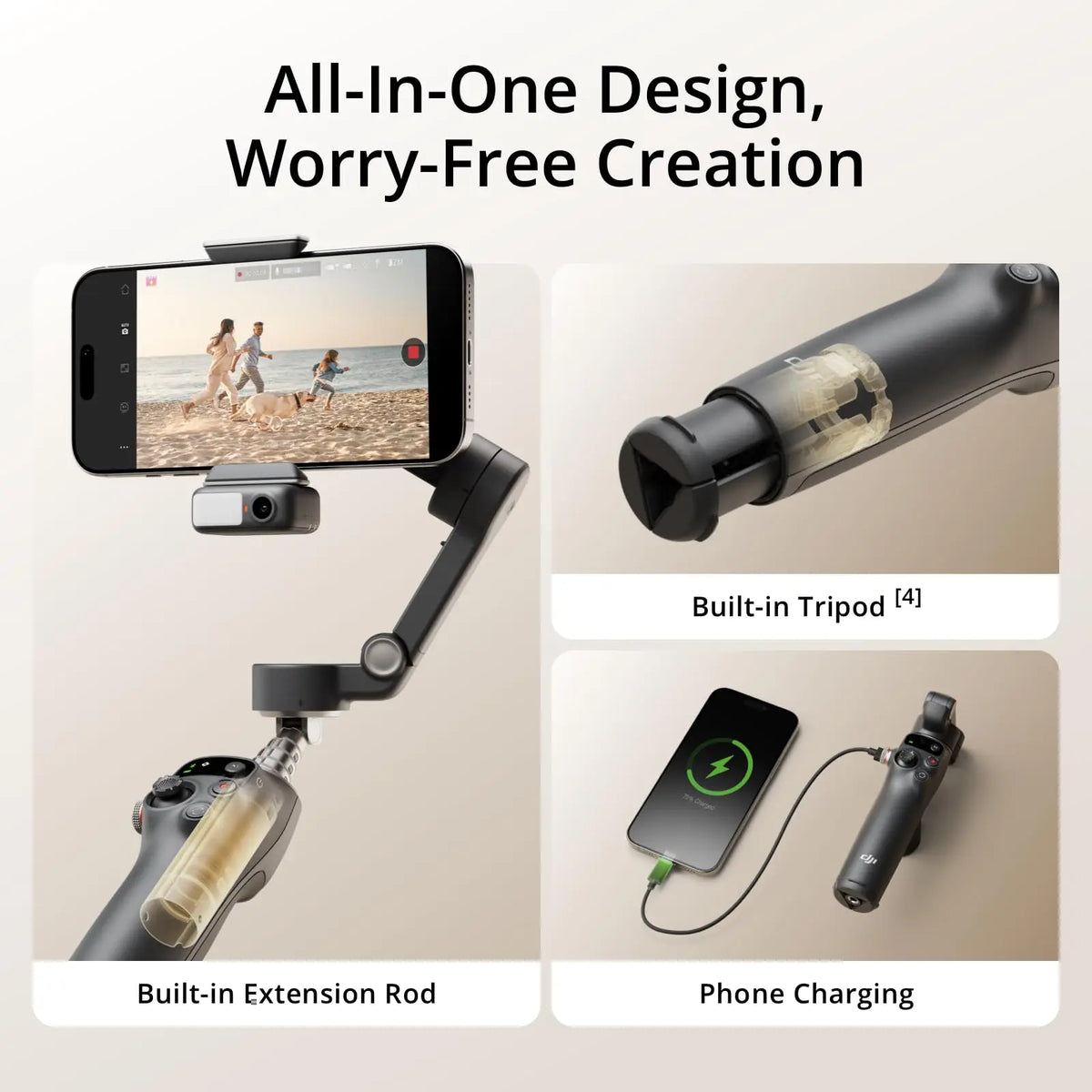 DJI Osmo Mobile 7P Estabilizador Gimbal Gimbal para Teléfono de 3 Ejes con Vara de Extensión y Trípode Integrados Seguimiento Nativo Iluminación Lanzamiento Rápido Edición con Un Toque 10 Horas de Uso Carga del Teléfono