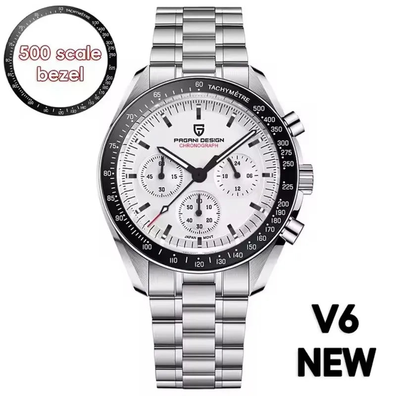 2026 Nuevo Reloj para Hombre PAGANI DESIGN Moon V6 Reloj de Cuarzo de Lujo para Hombre Cronógrafo VK63 Regalo para Hombre Cristal Zafiro Antirreflejante Luminoso